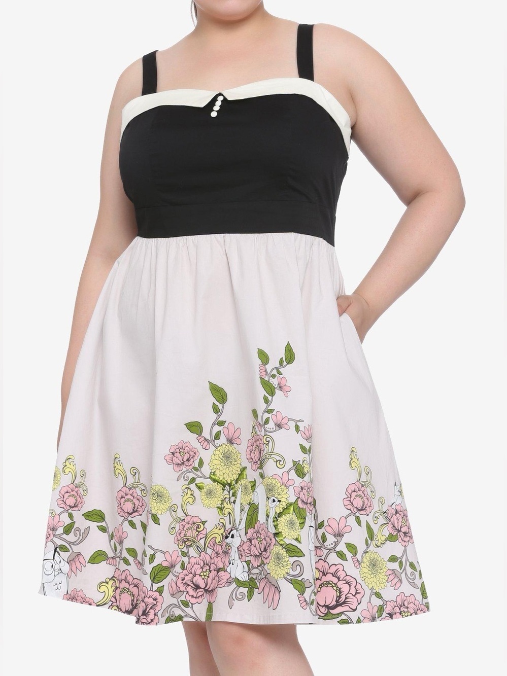 Disney princess dress floral vintage look casual fancy elegant 3X plus size blac